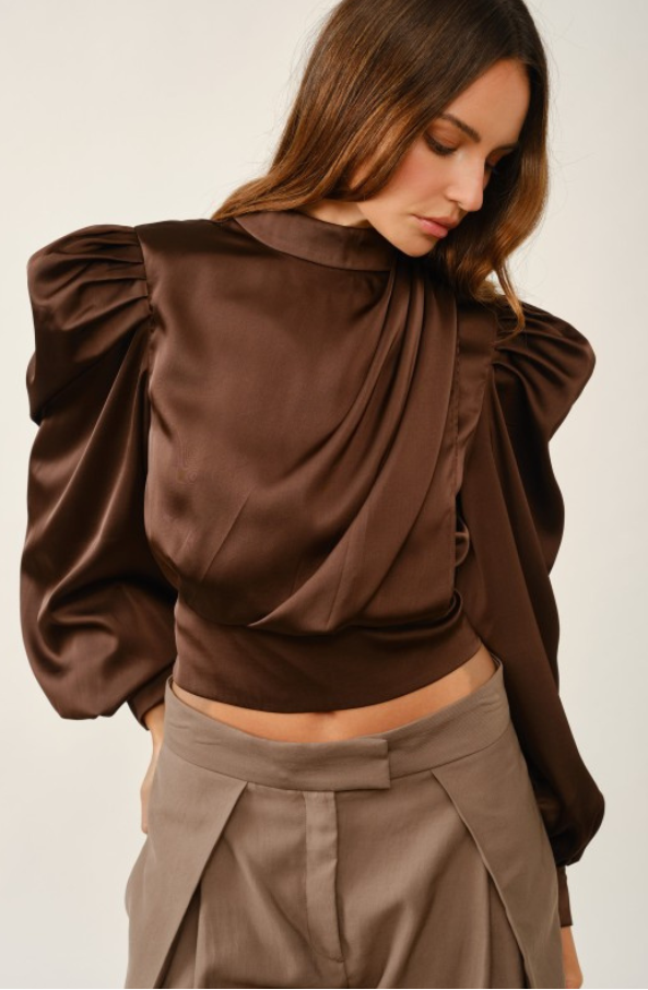 TOP BROWN SATIN