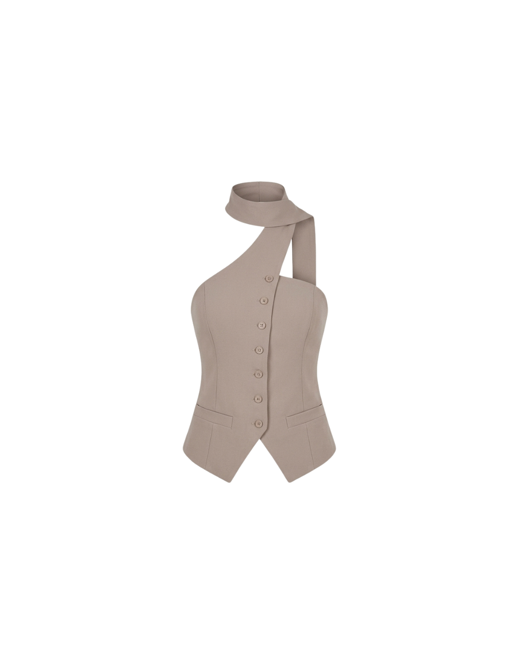 TOP CHALECO TAUPE CUELLO