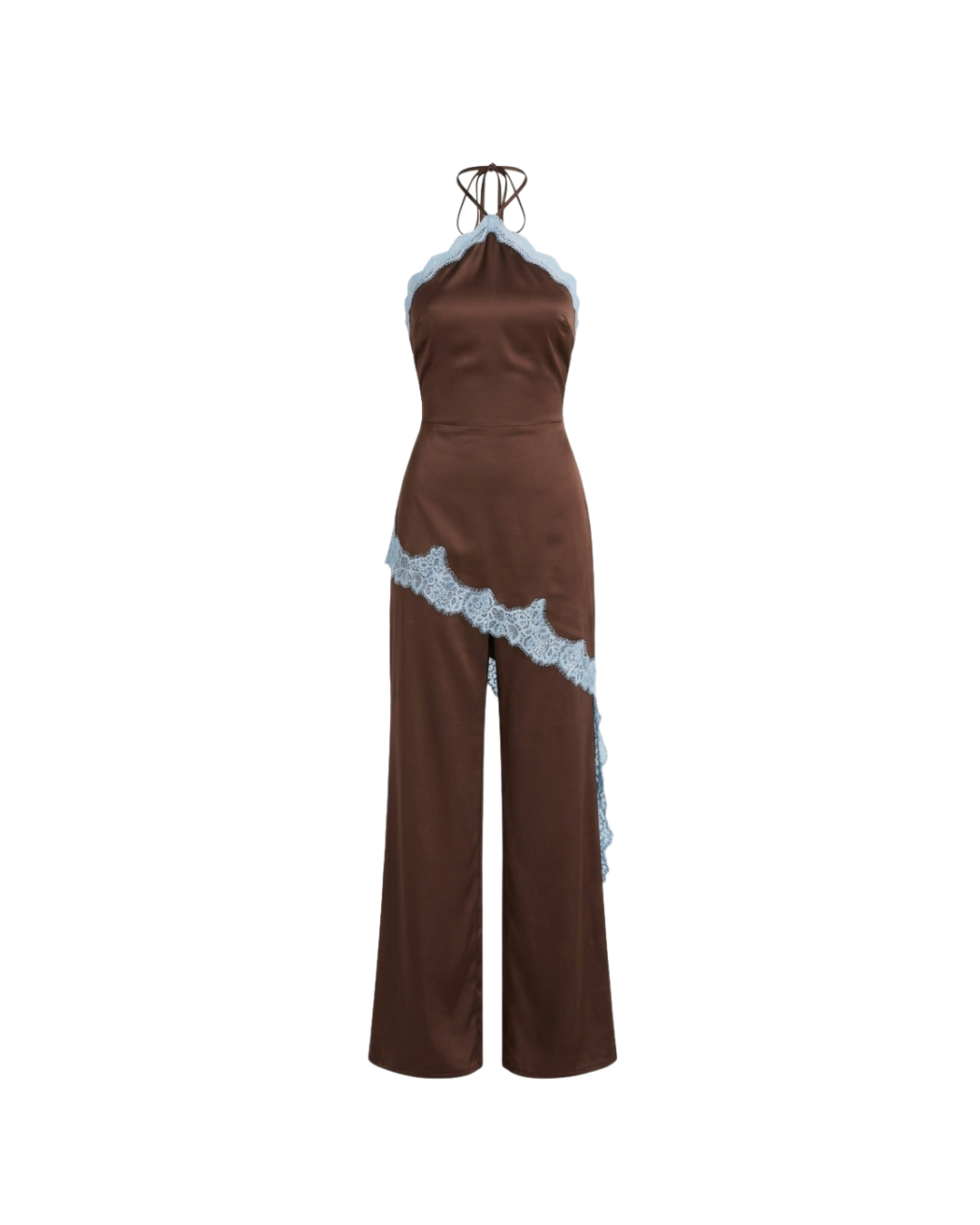 SET HALTER SATIN BROWN