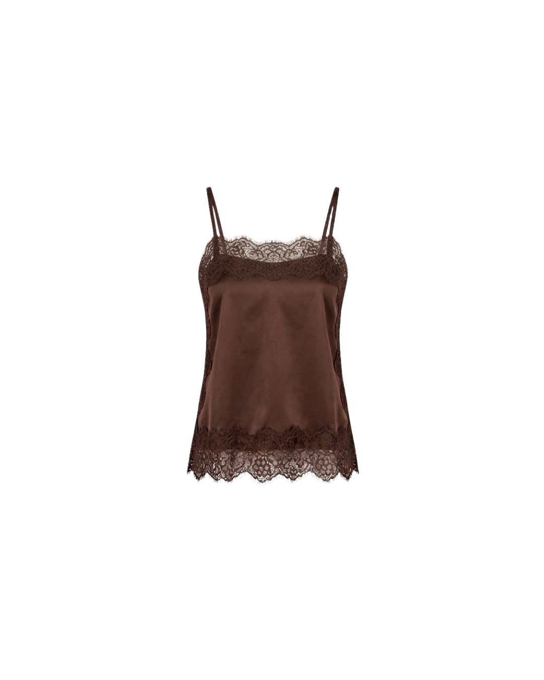 TOP SATIN LACE COFFEE