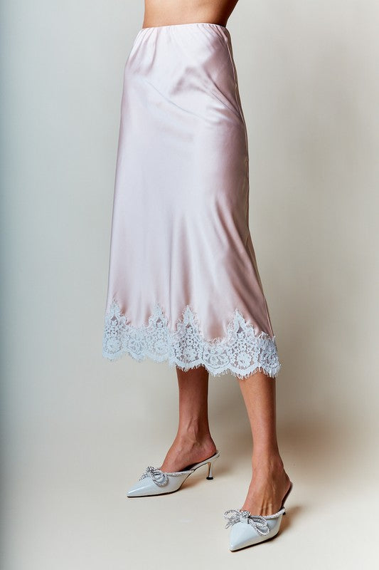 FALDA MIDI SATIN PINK
