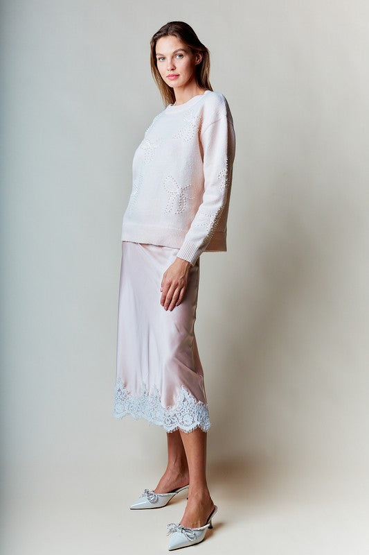 FALDA MIDI SATIN PINK