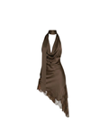 VESTIDO SATIN BROWN ESCOTE