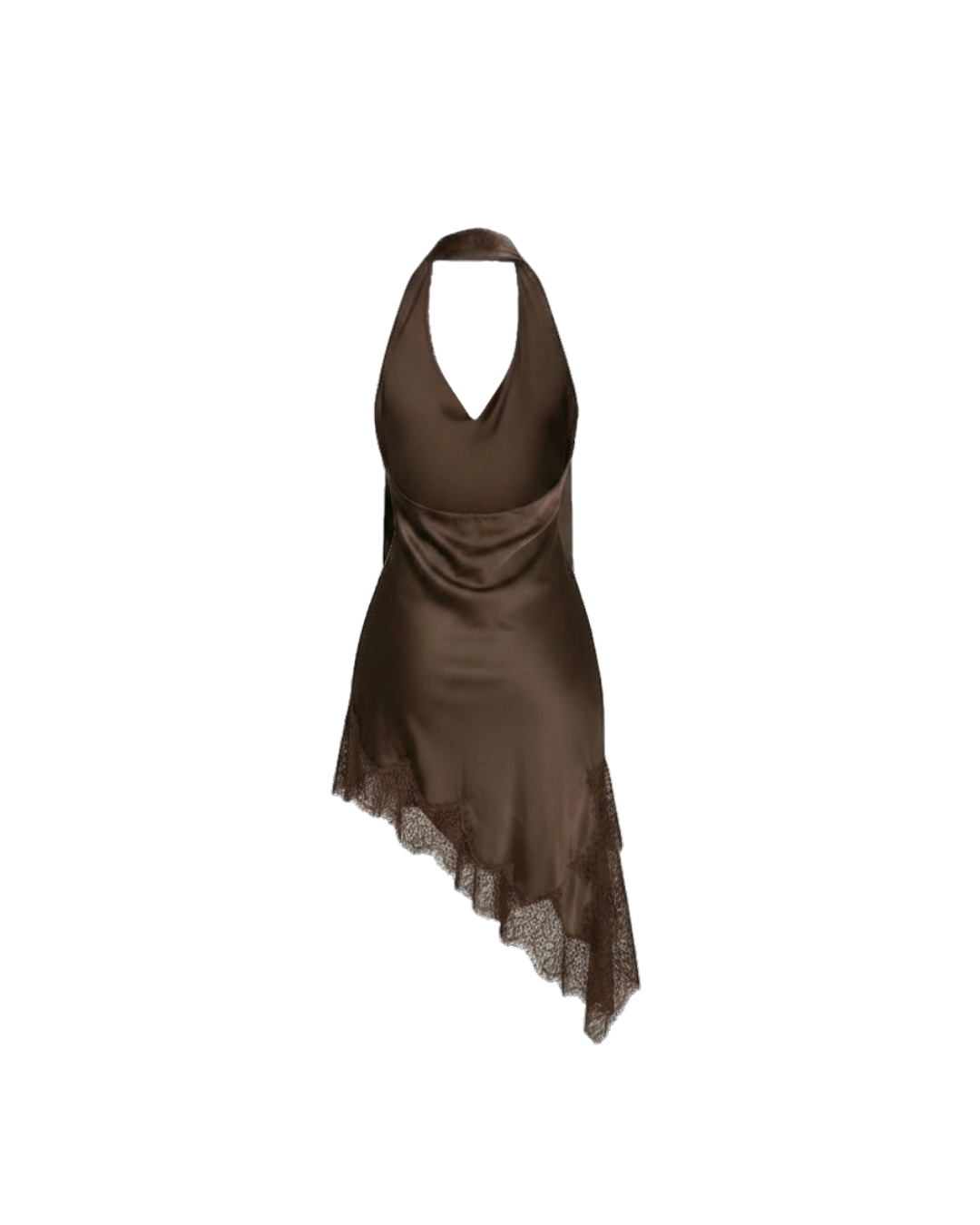 Vestido CELIÉR satin brown escote