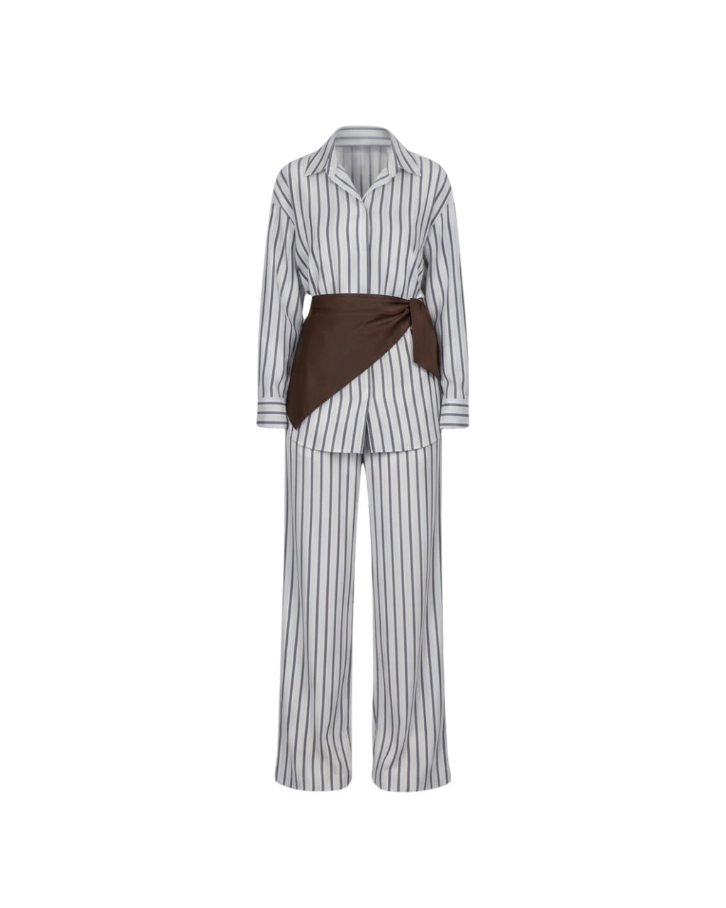 SET SCARF STRIPED BWN