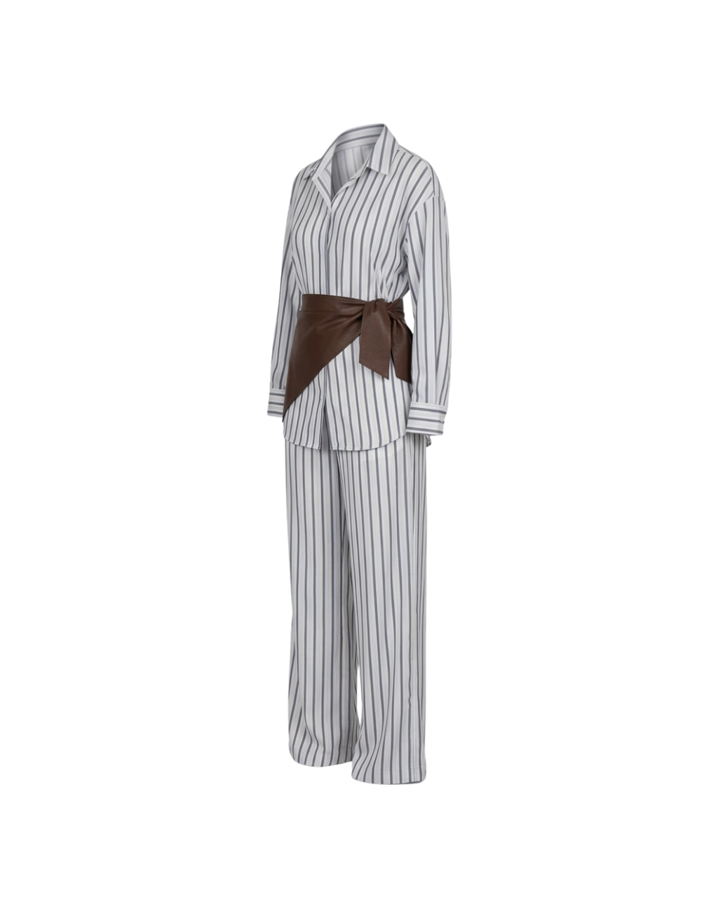 SET SCARF STRIPED BWN