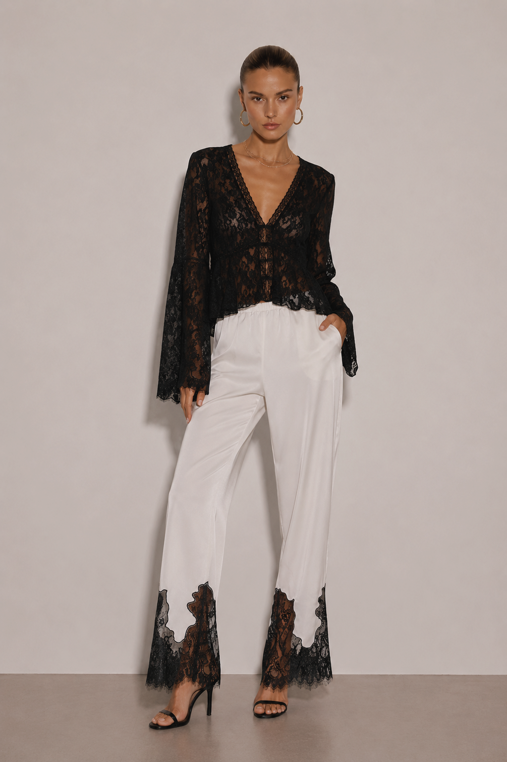 Pantalon CELIÉR satin encaje