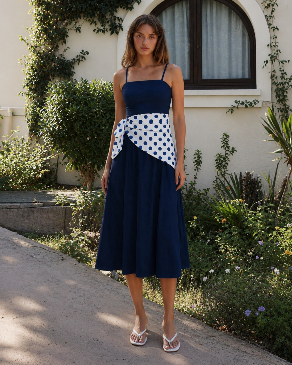 Vestido CELIÉR pañuelo azul