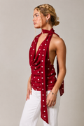 TOP POLKA COWL NECK