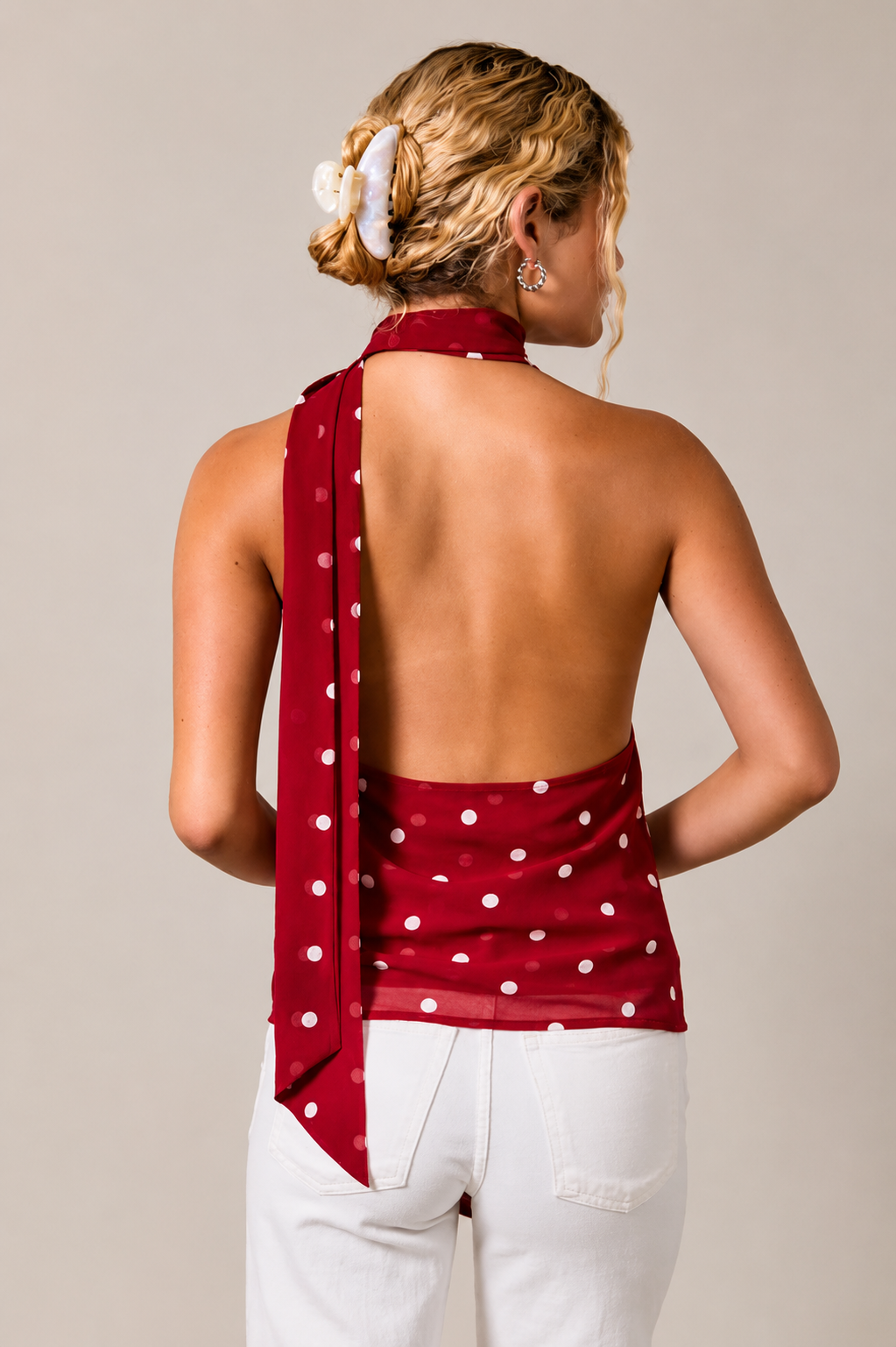 TOP POLKA COWL NECK