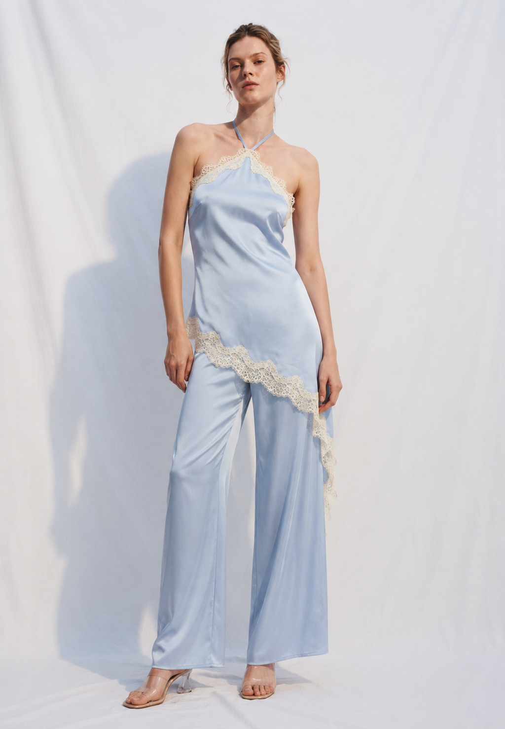 SET HALTER SATIN BLUE