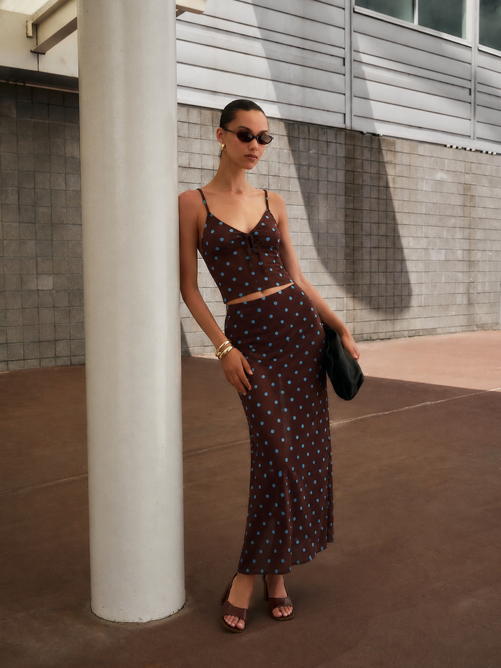 Set CELIÉR polka dot elastic