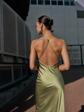 SATIN DRESS GREEN