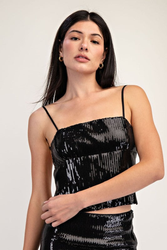 TOP SEQUINS TIRANTES BLK