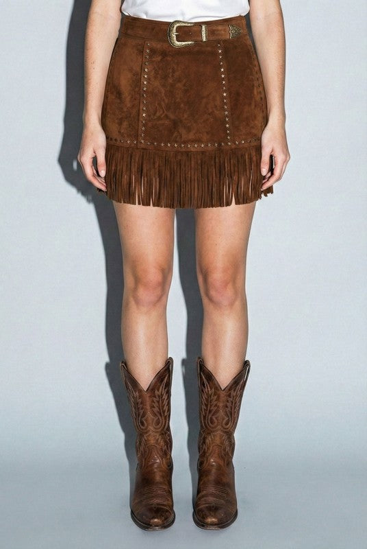 SKIRT COW BROWN